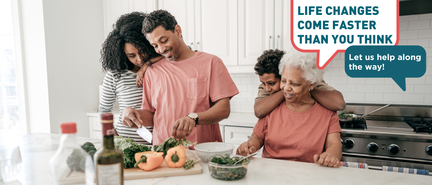 family cooking in the kitchen